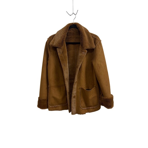 Brandon Thomas Jackets & Blazers - Brandon Thomas Vintage Reversible Faux Suede Fur Jacket Brown Camel Womens Med
